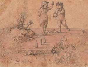 两个孩子在玩球，1500-1546年。