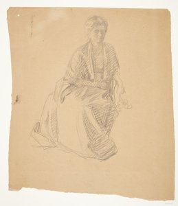 画家的妻子（Elise P. H. 夫人）坐着。画作研究：法伯格博物馆落成典礼（1910-11 年） 作者 彼得·汉森