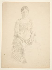 艺术家的妻子坐在画作《法博格博物馆落成典礼》（1910-11 年）中，作为托拉-卡尔-马德森（Thora Karl Madsen）夫人肖像的模特。 作者 彼得·汉森