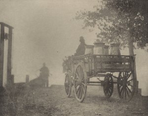 在渡口--薄雾弥漫的早晨》，1890-1891 年，1893 年印刷（照片） 作者 彼得·亨利·爱默生