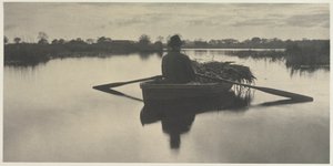在1886年的二十一号板块上划船回家，拍摄于1886年诺福克阔地上的生活与风景画。 作者 彼得·亨利·爱默生