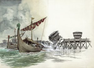伦敦桥在1014年由奥拉夫诺斯曼领导的维京袭击中被拉下来