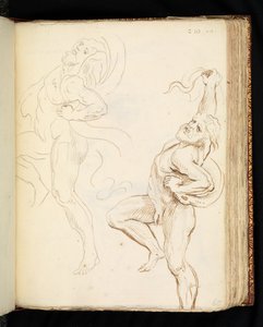 对Laocoon的两项研究，其中一项将蛇化为帷幔（石墨，钢笔和棕色墨水在普通纸上） 作者 彼得·保罗（后）鲁本斯