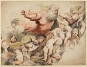 波尔多诺（Pordenone）之后，由天使支持的父神上帝（1600-03 作者 彼得·保罗·鲁本斯