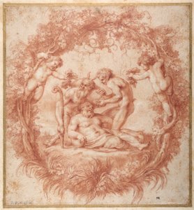 Tazza Farnese 的设计（纸上水粉红色粉笔） 作者 彼得·保罗·鲁本斯