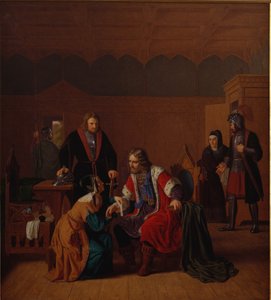 Valdemar大帝在Absalon母亲的房子里缠着绷带，他在Roskilde被袭击后在那里避难。 作者 彼得·拉德西格