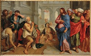 基督在毕士大池边医治瘫痪病人（橡木油画）