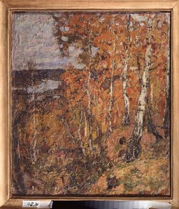 秋天的挽歌。 彼得·伊万诺维奇·彼得罗维奇夫 (Pyotr Petrovichev) (1874-1947) 绘画，布面油画