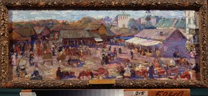 普斯科夫行军记（俄罗斯）。Oeuvre de Pyotr Ivanovich Petrovichev (Piotr Petrovitchev) (1874-1947), huile sur carton 作者 彼得·伊万诺维奇·彼得罗维奇夫