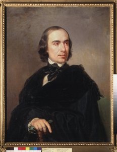 历史学家季莫菲-格拉诺夫斯基（Timofei Granovsky）（1813-1855 年）的肖像。Pyotr Zakharovich Zakharov Chechenets (Zakharov-Chechenets) (1816-1846)的画作，布面油画 作者 彼得·扎哈罗维奇·扎哈罗夫·切切涅特