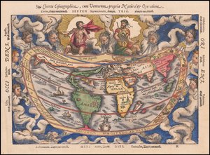 1544 年地图 - Charta Cosmographica, Cum Ventorum Propria Natura et Operatione