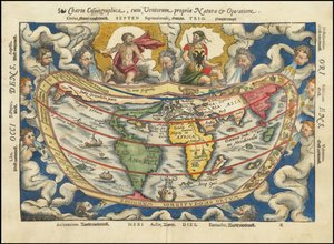 1553 年地图 - Charta Cosmographica, Cum Ventorum Propria Natura et Operatione