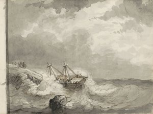 岩石海岸上的海难 作者 Petrus Johannes Schotel (圈子)