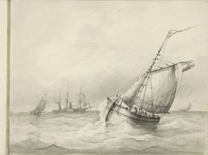 海上帆船 作者 Petrus Johannes Schotel (圈子)