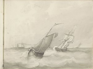 海上帆船 作者 Petrus Johannes Schotel (圈子)