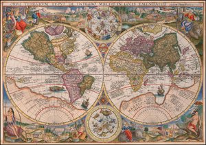 Petrus Plancius 绘制的 1594 年双半球世界地图 作者 柏图斯·普朗修斯