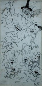 恶梦（纸上水墨 作者 菲尔·梅