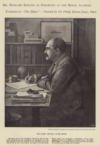 在皇家学院展出的鲁德亚德-吉卜林的肖像（平板）。 作者 Philip (after) Burne Jones