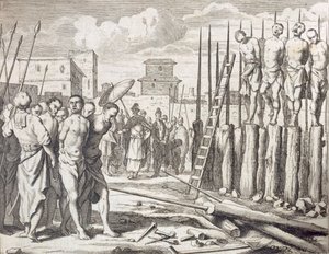 钉死一些叛徒》，《惩罚》：钉死的屠杀》，出版。1672. 作者 菲利普·巴尔达乌斯