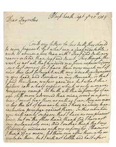 1754年9月25日给布莱克希思的所罗门·代洛雷斯（Solomon Dayrolles）的亲笔签名信（钢笔和纸本） 作者 菲利普·多默（Philip Dormer）Stanhope Chesterfield