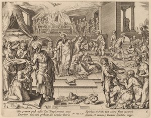 许多人接受了洗礼 作者 菲利普·加勒在 Maerten van Heemskerck 之后