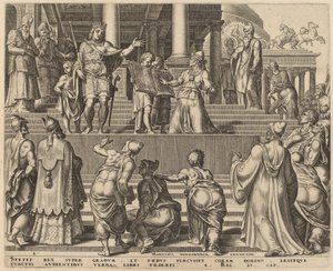 在人们面前宣读律法书 作者 菲利普·加勒，仿照 Maerten van Heemskerck