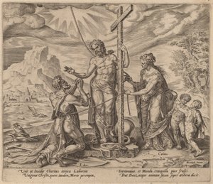 勤奋的工人死后与基督结合 作者 菲利普·加勒在 Maerten van Heemskerck 之后