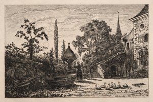 庭院，1876年。 作者 菲利普·吉尔伯特·哈默顿