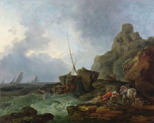 拖网渔民，约 1767 年（布面油画） 作者 Philip James de (1740 1812) 路瑟堡