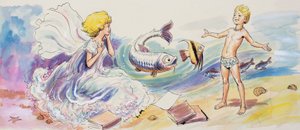 查尔斯-金斯利创作的《水宝宝》（纸上水粉画）