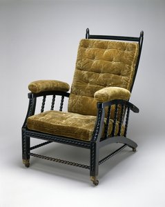 可调式靠背椅，约1870年（黑檀木，浮雕天鹅绒和金属） 作者 菲利普·韦伯