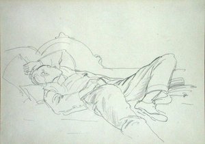 打瞌睡（纸上铅笔画） 作者 菲利普·威尔逊·斯蒂尔
