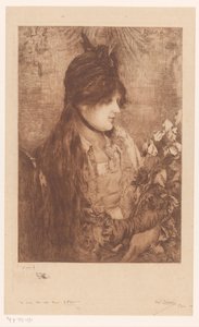 手捧花束的女子
La Bête à Bon Dieu（原标题） 作者 菲利普·齐尔肯（艺术家签名）