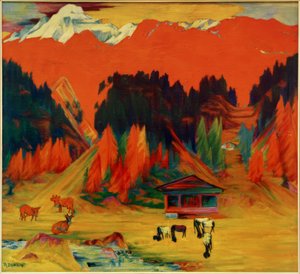 与母牛和绵羊的秋天图片，（与母牛和绵羊的秋天风景） 作者 菲利普·鲍克内希特