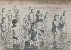 男孩沐浴，c1911 作者 菲利普·弗兰克