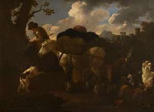 农民场景，约 1677-1706 年（布面油画） 作者 菲利普·彼得（Philipp Peter）叫罗莎·达蒂沃利·罗斯