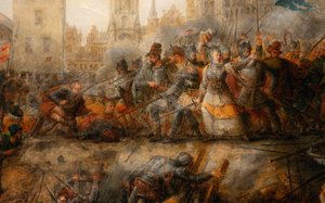 埃皮诺伊公主菲利普·奥古斯特·埃内昆 (Philippe-Auguste Hennequin) 的《保卫图尔奈》，图尔奈美术馆