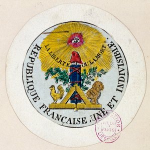 法国大革命：印章装饰了共和国和自由制作行业的象征。 Philippe Auguste Hennequin (1762-1833) 1792 年在巴黎雕刻。 卡纳瓦莱博物馆