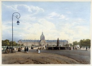 从Champ de Mars看到的荣军院--载于《巴黎及其周边地区的长廊》，Jacottet和Benoist著，Gihaut编。