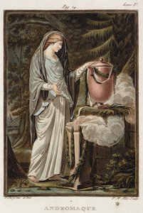 Andromache，由Jean Racine制作的“Andromache”服装，来自“所有国家的服装和剧院研究”第一卷，由Pierre Michel Alix（1762-1817）1802刻制