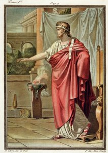Pyrrhus，Jean Racine的“Andromache”服装，来自“所有国家的服装和剧院研究”第一卷，由Pierre Michel Alix（1762-1817）镌刻1802