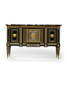 路易十六（Louis XVI）装置d&39;appui，约1785年-90年（ormolu安装的黄铜和锡制镶嵌棕色to色和boulle镶嵌） 作者 菲利普·克劳德（饰）蒙蒂尼