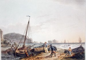 怀特岛的针状物，出自《英格兰和威尔士的浪漫和风景》，1805年出版（彩色版画）。