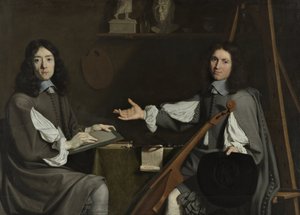 两位艺术家的双重肖像，1654年 作者 菲利普·德·尚佩尼