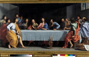 La Cene dit "La petite cene" 菲利普-德-尚佩涅（1602-1674）的绘画。Dim. 0,80 x 1,49 m 巴黎。卢浮宫博物馆 作者 菲利普·德·尚佩尼