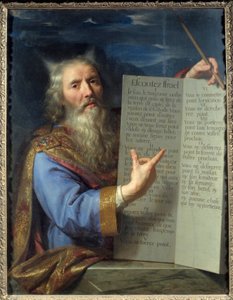 摩西和法案的表格。Philippe De Champaigne (1602-1674)的画作，Ec.Flam. 作者 菲利普·德·尚佩尼
