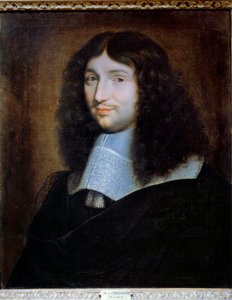 让·巴蒂斯特 (Jean-Baptiste) Colbert (1619-1683) 的假定肖像，路易十四的财务总监“”菲利普·德尚佩涅 (1602-1674) 的绘画。 兰斯，Musee Des Beaux Arts - 一个男人的肖像，推测为让·巴蒂斯特 (Jean-Baptiste) 科尔伯特 作者 菲利普·德·尚佩尼