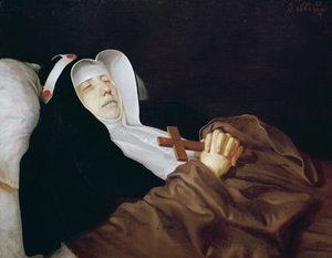 1634年，圣布里奇特在她临终前的宗教秩序 作者 菲利普·德·尚佩尼