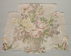 丝绸碎片，名为Le panier fleuri的面板的一部分，1770年。 作者 菲利普·德·拉萨尔