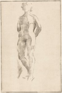 站立的裸体女性，双手放在背部 作者 Philippus de Groot（艺术家签名）